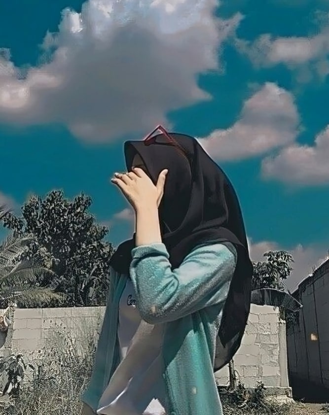 simple hijab girl pic for dp face hide